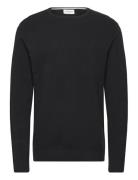 Structure O-Neck Knit Tops Knitwear Round Necks Black Lindbergh