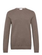 Structure O-Neck Knit Tops Knitwear Round Necks Brown Lindbergh