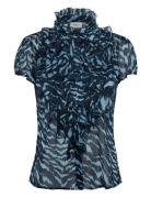 Liljasz Crinkle Ss Shirt Tops Blouses Short-sleeved Blue Saint Tropez