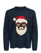 Onsxmas 7 Funny Badge Jaquard Knit Cs Tops Knitwear Round Necks Navy O...