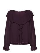 Leiana Blouse Tops Blouses Long-sleeved Purple Noella