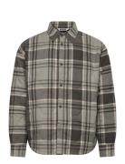 Padded Flannel Overshirt Jacket Tops Overshirts Grey Weekday