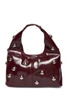 Slouchy Studded Bag Bags Top Handle Bags Burgundy Gina Tricot