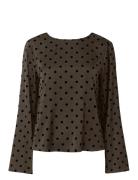 Pcjytta Ls Satin Top Wvn D2D Tops Blouses Long-sleeved Brown Pieces