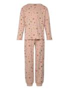Nightwear Picoting Mila Pyjamasetti Pyjama Pink Wheat