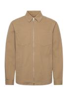 Overshirt W. Zipper Tops Overshirts Beige Revolution