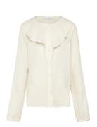 Crinkled Ruffle Shirt Tops Blouses & Tunics Cream Mango