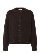 Slfrena Ls Knit Cardigan Camp Tops Knitwear Cardigans Brown Selected
