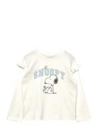 Snoopy Cotton T-Shirt Tops T-shirts Long-sleeved T-shirts Cream Mango