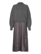 Flalina Polvipituinen Mekko Grey BOSS