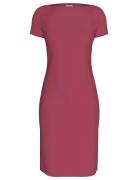 Stretch Crepe Boat Neck Ss Dress Polvipituinen Mekko Burgundy Calvin K...