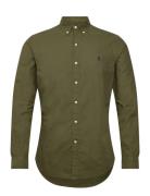 Slim Fit Garment-Dyed Oxford Shirt Tops Shirts Casual Khaki Green Polo...