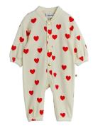 Hearts Aop Velour Baby Jumpsuit Jumpsuit Haalari Cream Mini Rodini