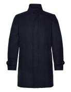 Recycled Wool Funnel Neck Coat Villakangastakki Pitkä Takki Navy Lindb...