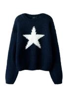 Nlfbow Ls Short Knit Tops Knitwear Pullovers Navy LMTD