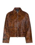 100% Leather Fur Jacket Nahkatakki Brown Mango