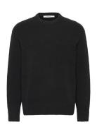 Slhalex Ls Knit Relaxed Crew Neck Noos Tops Knitwear Round Necks Black...