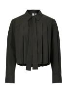 Yastamo Ls Tie Shirt S. Tops Shirts Long-sleeved Black YAS