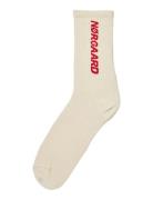 Sock Single Logo Step Lingerie Socks Regular Socks Cream Mads Nørgaard