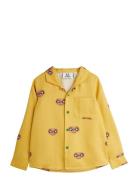 E.t Aop Woven Ls Shirt Tops Shirts Long-sleeved Shirts Yellow Mini Rod...