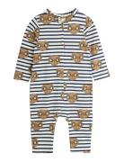 E.t Stripe Aop Jumpsuit Pitkähihainen Body White Mini Rodini