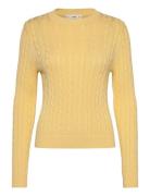 Braided Knitted Sweater Tops Knitwear Jumpers Yellow Mango