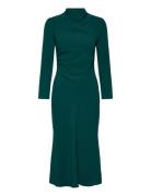 Ruched Dress With Draped Neckline Polvipituinen Mekko Green Mango