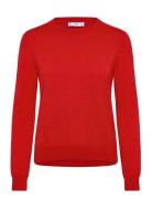 Fine-Knit Crew-Neck Sweater Tops Knitwear Jumpers Red Mango