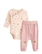 Set - Bodysuit And Joggers Pitkähihainen Body Pink Lindex