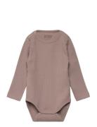 Body Ls Rib Bodies Long-sleeved Beige Huttelihut