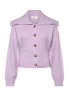 Ribbed Waist Knitted Cardigan Tops Knitwear Cardigans Purple Gina Tric...
