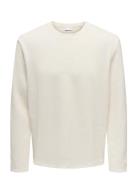 Onstrey Life Reg Ls Strct Frml Tee Tops T-shirts Long-sleeved Cream ON...