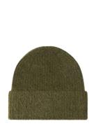 Ribbestrikket Lue I Mohairblanding Accessories Headwear Beanies Khaki ...