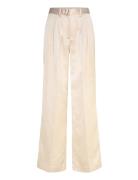 2Nd Mille - Shiny Suiting Bottoms Trousers Wide Leg Beige 2NDDAY